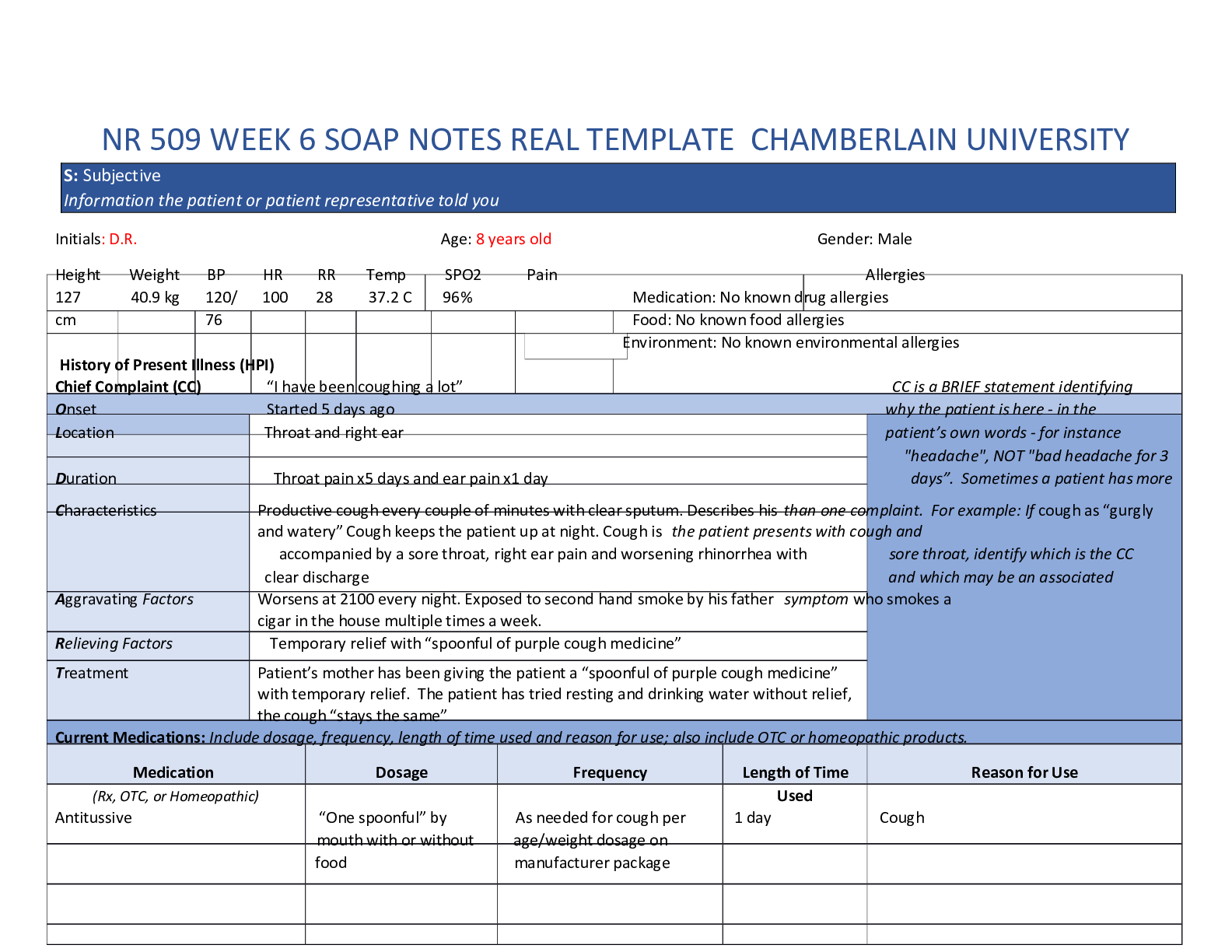 Preview image for NR 509 WEEK 6 SOAP NOTES REAL TEMPLATE CHAMBERLAIN UNIVERSITY